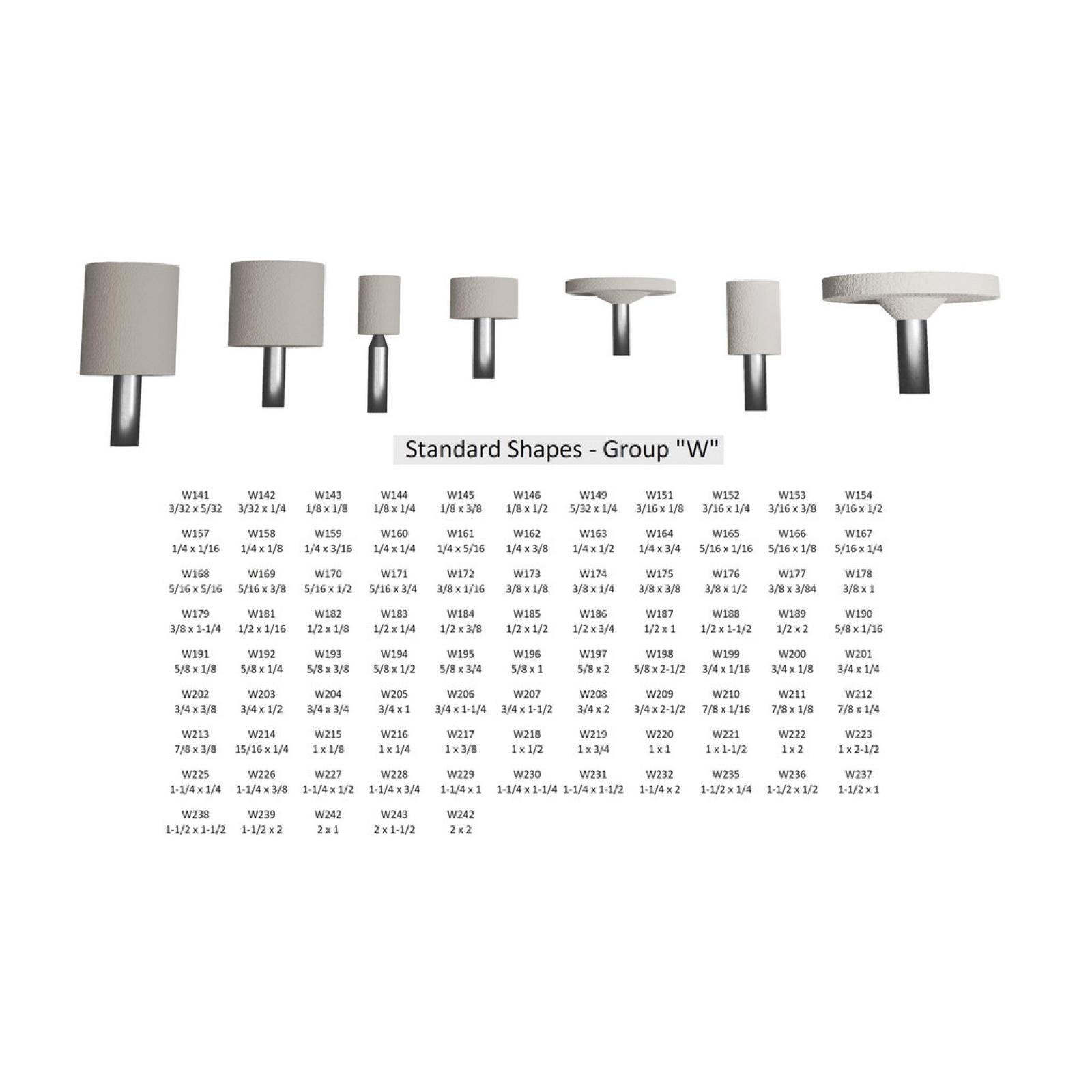 Mounted point W-series standard shapes reference board